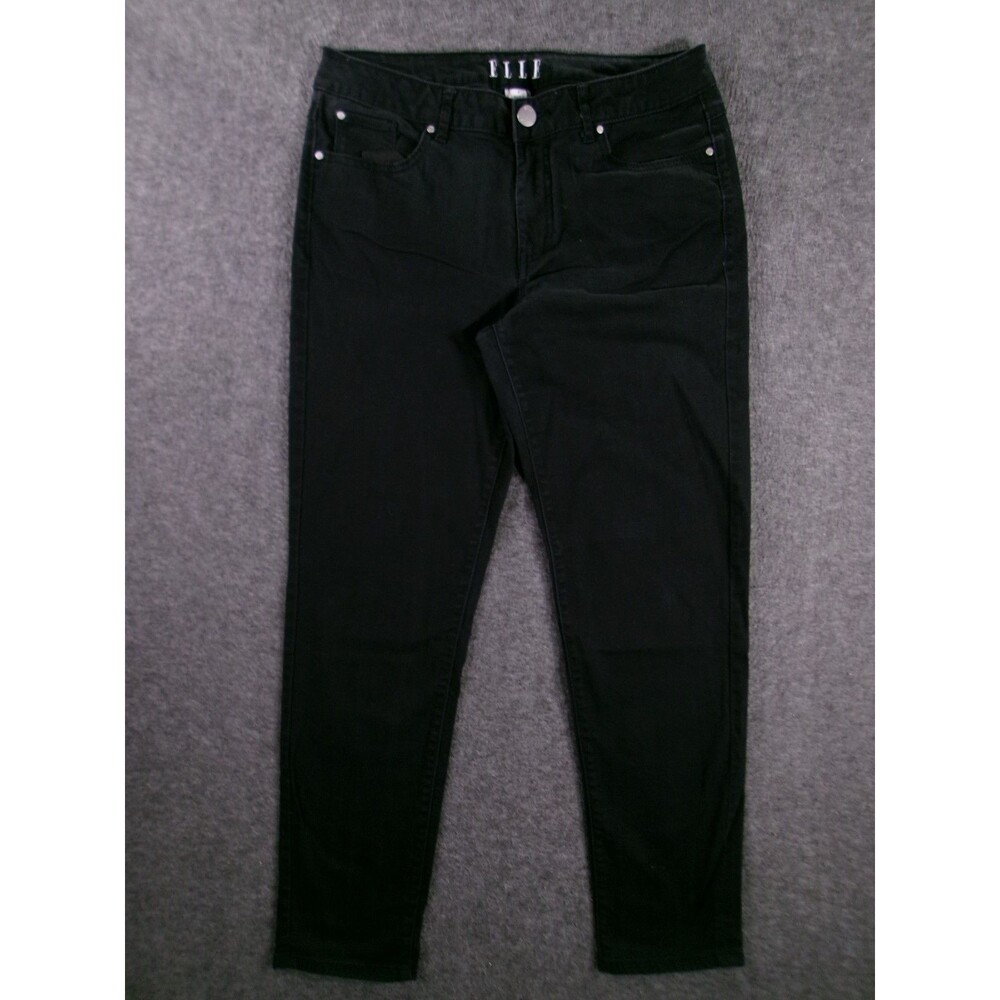 Elle Jeans Women 8 Black Mid Waisted Tapered Regular Fit Causal Classic